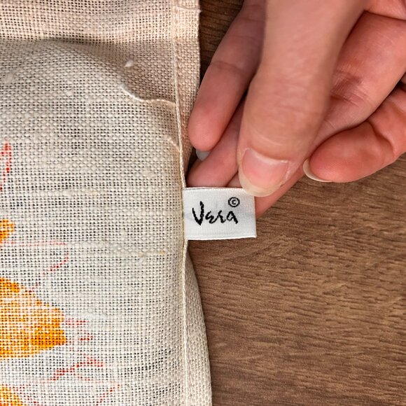 NWOT Vera Neumann Linen Orange Flower Vintage Inspired Towel - Picture 8 of 8